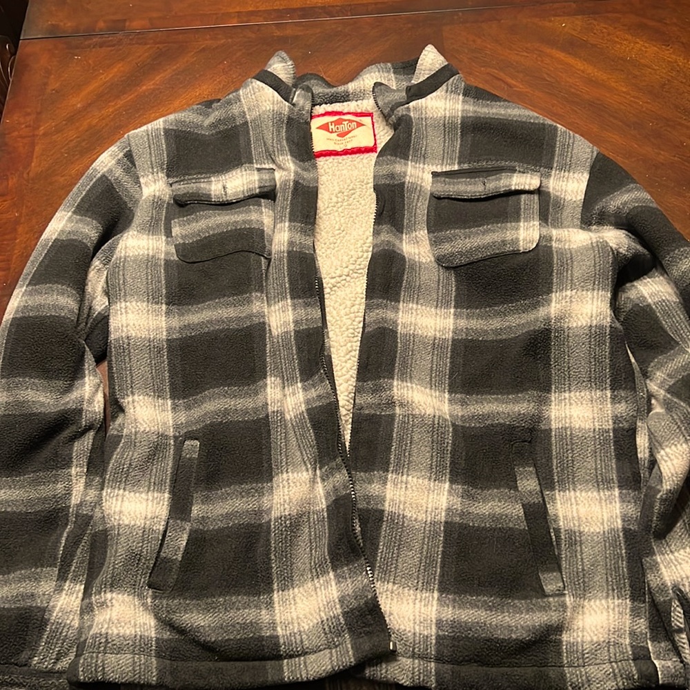 Black and white plaid thick jacket